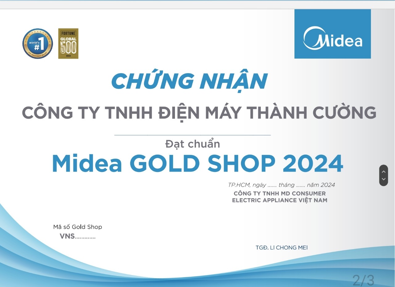 Giấy chứng nhận đạt chuẩn của Điện Máy Thành Cường